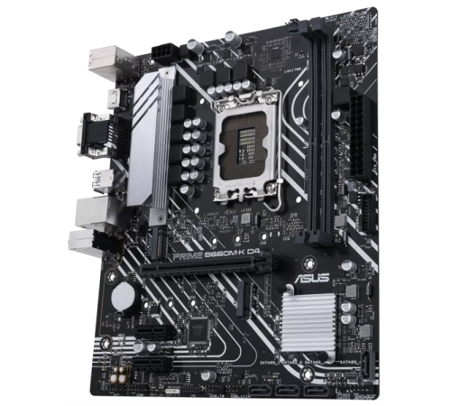 Материнская плата ASUS PRIME B660M-K D4, LGA1700, B660, 2*DDR4, D-Sub + HDMI, SATA3 + RAID, Audio, Gb LAN, USB 3.2*6, USB 2.0*6, COM*1 header (w/o cable), mATX; 90MB1950-M0EAY0 (PRIME B660M-K D4)