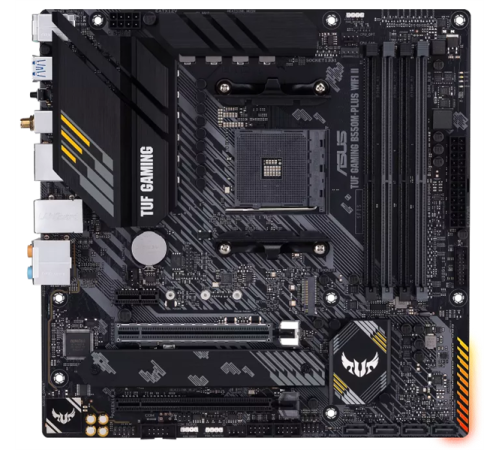 Материнская плата ASUS TUF GAMING B550M-PLUS WIFI II, Socket AM4, B550, 4*DDR4, HDMI+DP, CrossFireX, SATA3 + RAID, Audio, 2,5Gb LAN, USB 3.2*8, USB 2.0*6, COM*1 header (w/o cable) mATX ; 90MB19Y0-M0EAY0 (TUF GAMING B550M-PLUS WIFI II)