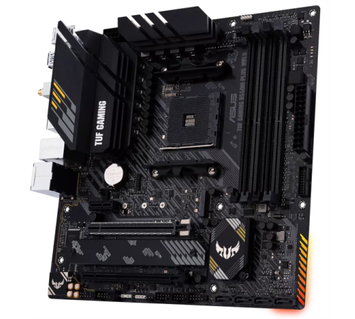 Материнская плата ASUS TUF GAMING B550M-PLUS WIFI II, Socket AM4, B550, 4*DDR4, HDMI+DP, CrossFireX, SATA3 + RAID, Audio, 2,5Gb LAN, USB 3.2*8, USB 2.0*6, COM*1 header (w/o cable) mATX ; 90MB19Y0-M0EAY0 (TUF GAMING B550M-PLUS WIFI II)
