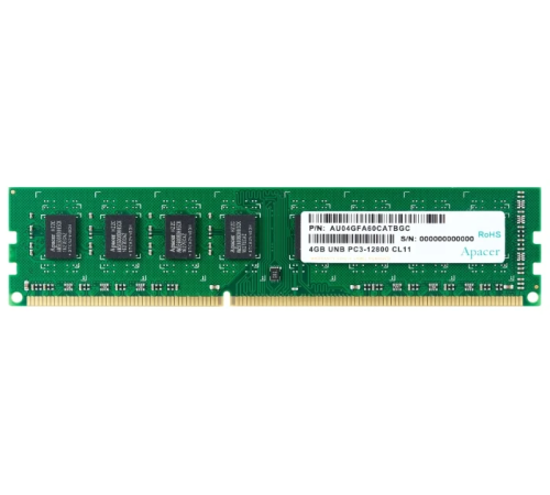 Оперативная память Apacer  DDR3   4GB  1600MHz UDIMM (PC3-12800) CL11 1.5V (Retail) 512*8 (AU04GFA60CATBGC/DL.04G2K.KAM) (AU04GFA60CATBGC)