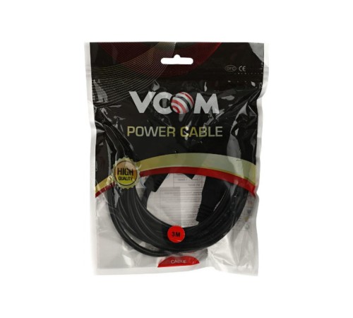 Кабель питания для ноутбуков 3-pin (угловая Евровилка) <VDE> 3G*0.5mm2 VCOM <CE022-CU0.5-3>, 3m VCOM CE022-CU0.5-3M