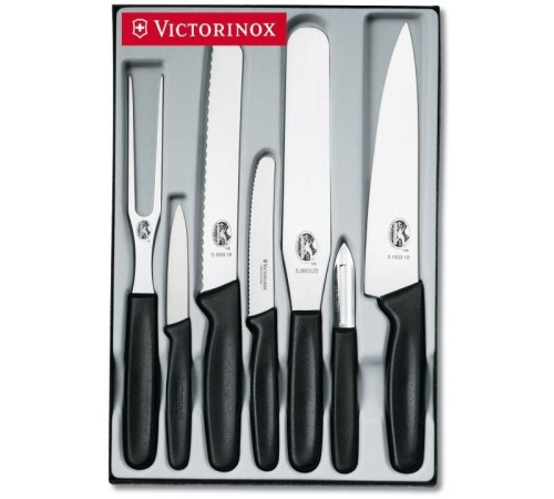Набор ножей кухон. Victorinox Standart (5.1103.7) компл.:4шт вилка черный подар.коробка Набор ножей кухон. Victorinox Standart (5.1103.7) компл.:4шт вилка черный подар.коробка