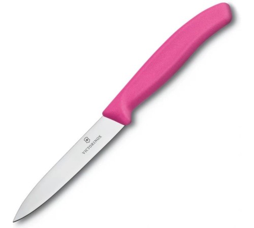 Нож кухонный Victorinox Swiss Classic (6.7706.L115) стальной для овощей лезв.100мм прямая заточка розовый Нож кухонный Victorinox Swiss Classic (6.7706.L115) стальной для овощей лезв.100мм прямая заточка розовый