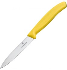 Нож кухонный Victorinox Swiss Classic (6.7706.L118) стальной для овощей лезв.100мм прямая заточка желтый