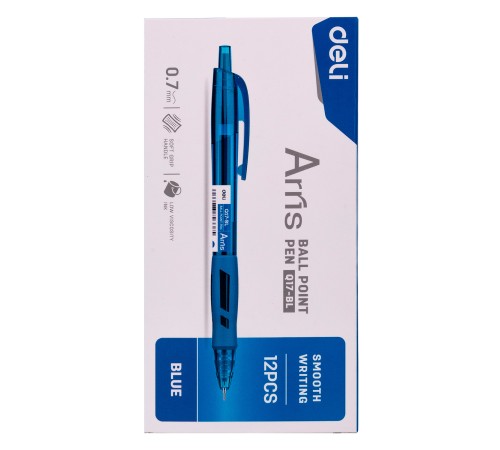 Ручка шариковая Deli EQ17-BL Arris авт. 0.7мм резин. манжета синий синие чернила