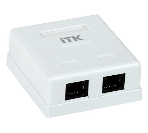 Настенная информационная розетка RJ45 8P8C, кат.5Е UTP, 2-порта, белая ITK CS2-1C5EU-22
