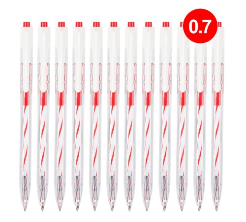 Ручка шариковая Deli EQ24-RD авт. 0.7мм прозрачный красные чернила