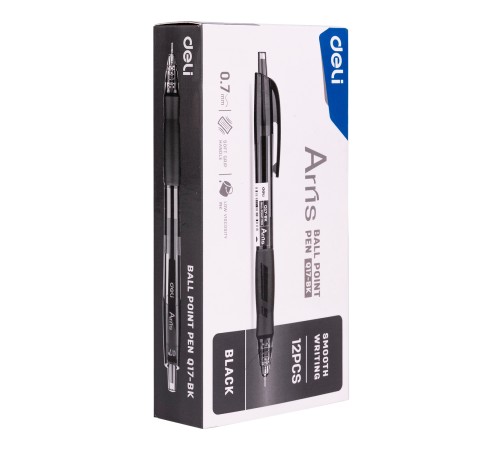 Ручка шариковая Deli EQ17-BK Arris авт. 0.7мм резин. манжета черный черные чернила