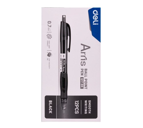 Ручка шариковая Deli EQ17-BK Arris авт. 0.7мм резин. манжета черный черные чернила