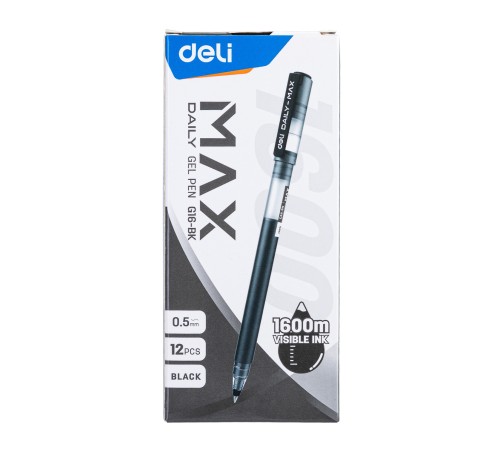Ручка гелевая Deli EG16-BK Daily MAX 0.5мм черный черные чернила