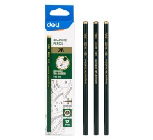 Карандаш чернографит. Deli EC88-2B 2B шестигран. липа ластик коробка картонная (12шт)