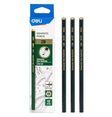 Карандаш чернографит. Deli EC88-2B 2B шестигран. липа ластик коробка картонная (12шт)