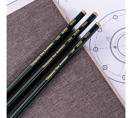 Карандаш чернографит. Deli EC88-2B 2B шестигран. липа ластик коробка картонная (12шт)