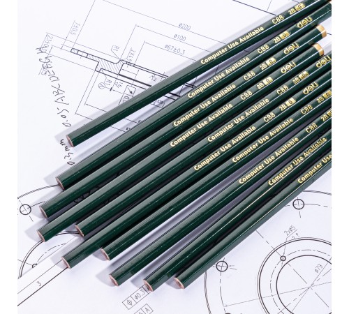 Карандаш чернографит. Deli EC88-2B 2B шестигран. липа ластик коробка картонная (12шт)