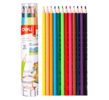 Карандаши цветные Deli EC112-12 Enovation трехгранные пластик 12цв. карт.тубус (12шт)