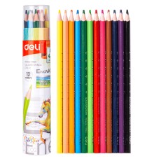 Карандаши цветные Deli EC112-12 Enovation трехгранные пластик 12цв. карт.тубус (12шт)