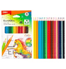 Карандаши цветные Deli EC113-18 Enovation трехгранные пластик 18цв. коробка/европод. (18шт)