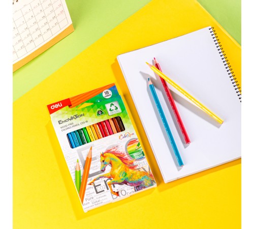 Карандаши цветные Deli EC113-18 Enovation трехгранные пластик 18цв. коробка/европод. (18шт)
