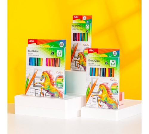 Карандаши цветные Deli EC113-18 Enovation трехгранные пластик 18цв. коробка/европод. (18шт)