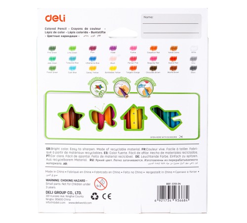 Карандаши цветные Deli EC113-24 Enovation трехгранные пластик 24цв. коробка/европод. (24шт)