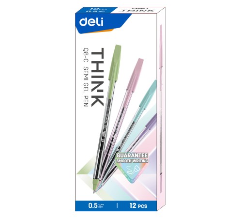 Ручка шариковая Deli EQ8-C Think 0.7мм ассорти синие чернила (12шт)
