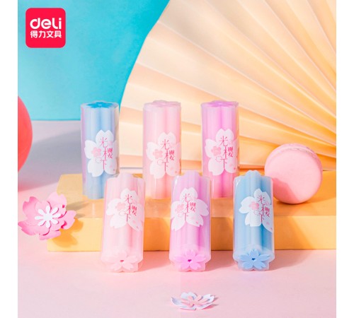 Ластик Deli 71136 22х22х55мм ПВХ ассорти