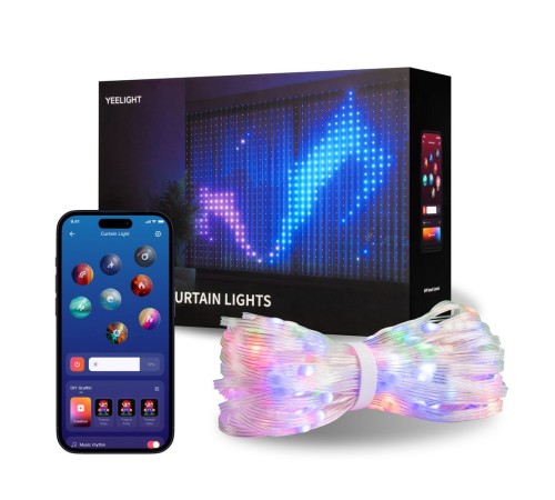 Умная  штора-гирлянда Yeelight  , 475 ламп , 1,5м x2м  / RGBIC+ BLE /  YLYDD-0053