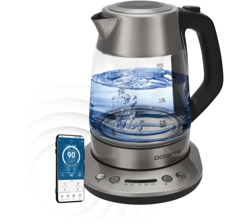 Чайник электрический Polaris PWK 1775CGLD 1.7л. 1850Вт серебристый матовый (корпус: стекло)