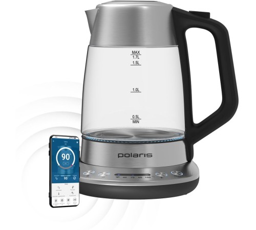 Чайник электрический Polaris PWK 1775CGLD 1.7л. 1850Вт серебристый матовый (корпус: стекло)