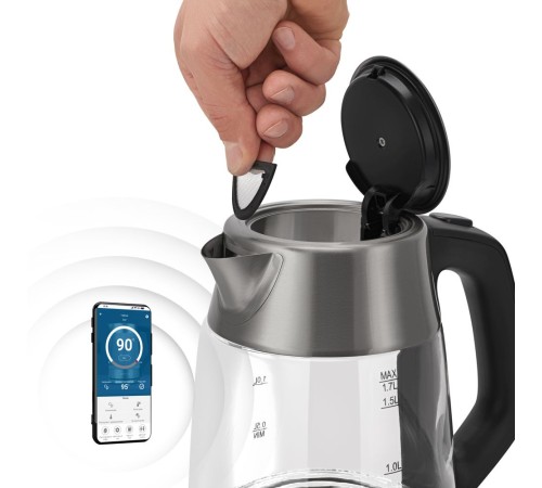 Чайник электрический Polaris PWK 1775CGLD 1.7л. 1850Вт серебристый матовый (корпус: стекло)