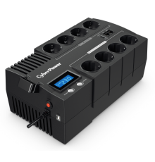 ИБП CyberPower BR700ELCD, Line-Interactive, 700VA/420W, 8 Schuko розеток, USB&USB Charger, RJ11/RJ45, LCD дисплей, Black, 0.23х0.33х0.2м., 6.2кг. CyberPower BR700ELCD