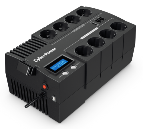 ИБП CyberPower BR700ELCD, Line-Interactive, 700VA/420W, 8 Schuko розеток, USB&USB Charger, RJ11/RJ45, LCD дисплей, Black, 0.23х0.33х0.2м., 6.2кг. CyberPower BR700ELCD