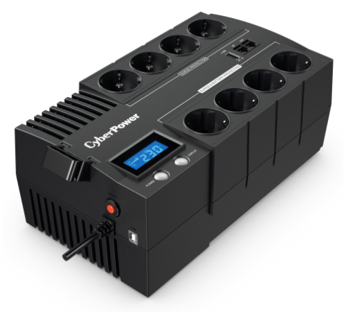 ИБП CyberPower BR1200ELCD, Line-Interactive, 1200VA/720W, 8 Schuko розеток, USB&USB Charger, RJ11/RJ45, LCD дисплей, Black, 0.33х0.2х0.01м., 9кг. CyberPower BR1200ELCD 1200VA