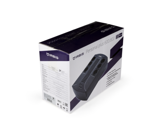 Источник бесперебойного питания IRBIS UPS Personal plus  800VA/480W, AVR, 6xSchuko outlets(6 w battery support), 1 year warranty (ISBR800E)
