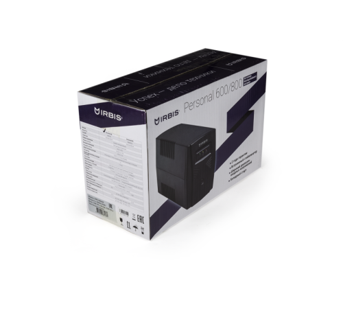 Источник бесперебойного питания IRBIS UPS Personal  600VA/360W, Line-Interactive, AVR, 2xSchuko outlets, 2 year warranty (ISB600E)