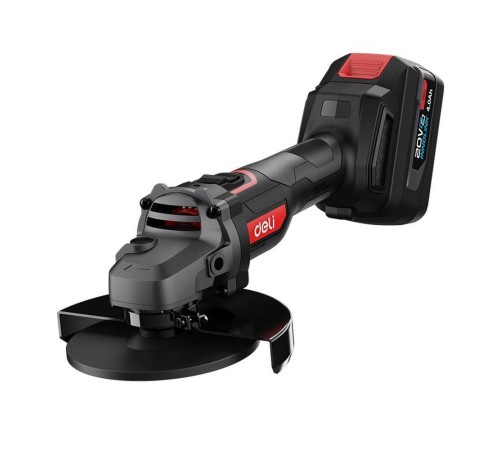 Угловая шлифмашина аккумуляторная Deli DC601, (2АКБ*4Ач + ЗУ, 20В, 115мм, М14, 3500/6000/8500об/мин, сумка)