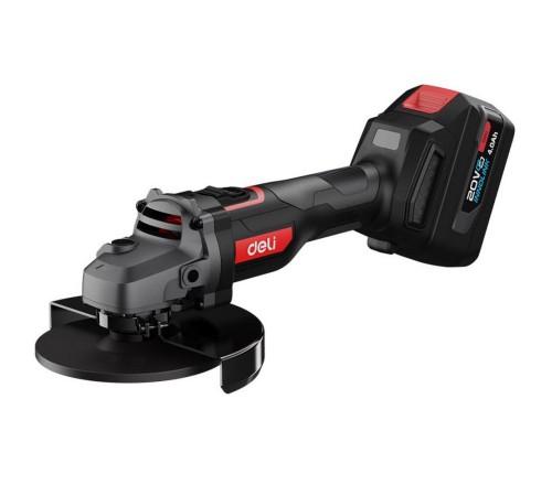 УШМ (болгарки) Deli Угловая шлифмашина аккумуляторная Deli DE-JM20-2D4 (2АКБ*4Ач + ЗУ, 20В, 125мм, М14, 3500/6000/10000об/мин, сумка)