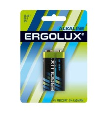 Батарея Ergolux Alkaline 6LR61 BL-1 9V 600mAh (1шт) блистер