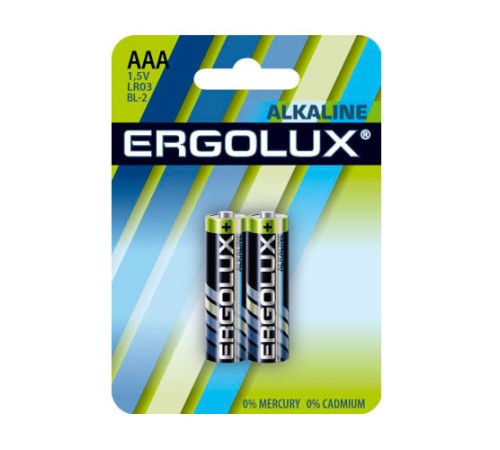 Батарея Ergolux Alkaline LR03 BL-2 AAA 1250mAh (2шт) блистер