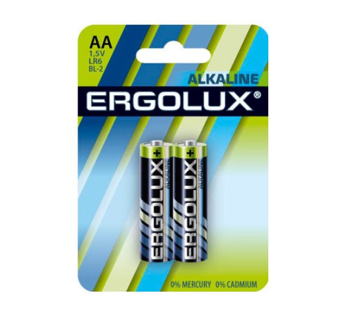 Батарея Ergolux Alkaline LR6 BL-2 AA 2800mAh (2шт) блистер