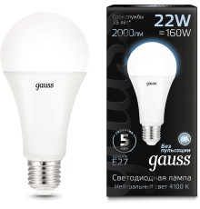 Лампа светодиодная Gauss 22Вт цок.:E27 шар 220B 4100K св.свеч.бел.нейт. A70 (упак.:10шт) (102502222)