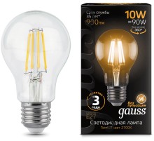 Лампа филам. Gauss 10Вт цок.:E27 шар 220B 2700K св.свеч.бел.теп. A60 (упак.:10шт) (102802110)