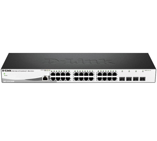 Коммутатор D-Link DGS-1210-28/ME/A2A, L2 Managed Switch with 24 10/100/1000Base-T ports and 4 1000Base-X SFP ports.16K Mac address, 802.3x Flow Control, 4K of 802.1Q VLAN, 802.1p Priority Queues, Traffic Segmen (DGS-1210-28/ME/A2A)