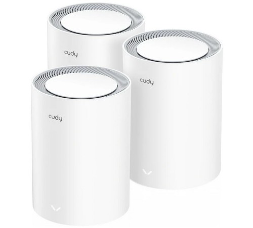 Маршрутизатор CUDY BE3600 Wi-Fi 7 Mesh Solution Gigabit Dual Band 3-Pack, Chipset Broadcom, 802.11be/ax/ac/a/b/g/n, 2882Mbps at 5GHz + 688Mbps at 2.4GHz, 3 x 10/100/1000Mbps Ports, Internal antennas, Zerotier/PPTP/L2TP/OpenVPN/WireGuard, MLO, MU-MIMO, Gue