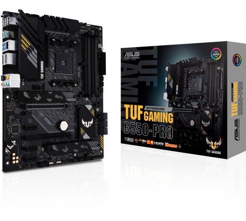 Материнская плата Asus TUF GAMING B550-PRO Soc-AM4 AMD B550 4xDDR4 ATX AC`97 8ch(7.1) 2.5Gg RAID+HDMI+DP