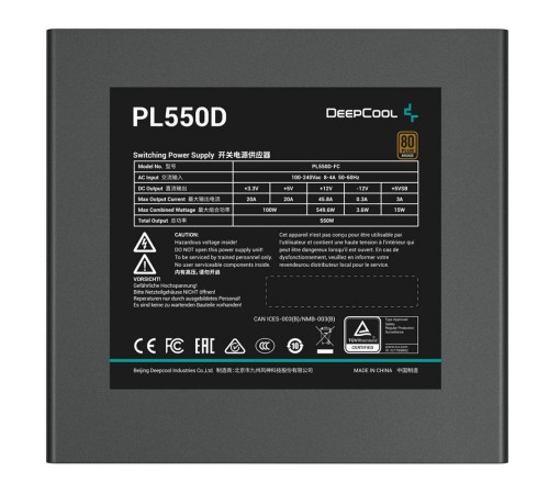 Блок питания ПК Deepcool PL550D (R-PL550D-FC0B-WDEU-V2)