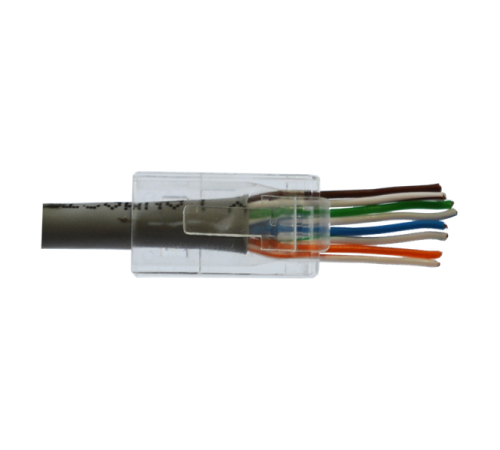 Коннектор RJ45 тип EZ, 8P8C, UTP, Cat.6, универсальный, со вставкой, покрытие 50 микрон,100 шт. (LAN-EZ45-8P8C/U6-100)