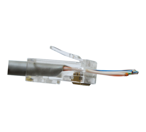 Коннектор RJ45 тип EZ, 8P8C, UTP, Cat.6, универсальный, со вставкой, покрытие 50 микрон,100 шт. (LAN-EZ45-8P8C/U6-100)