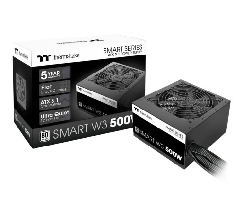 Блок питания ПК Thermaltake Smart W3 500 /Non Modular/Non Light/Full Range/Analog/80 Plus/EU/Non JP CAP/All Flat Cables/ATX 3.1