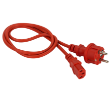 Шнур питания C13-Schuko прямая, 3х0.75, 220В, 10А, красный, 2 метра (LAN-PP13/SH-2.0-RD)